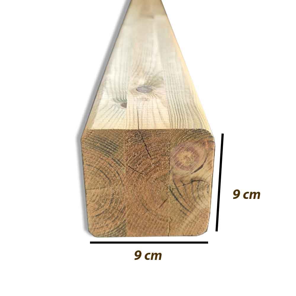 Trave quadrata in legno LAMELLARE di pino impregnata da 200 cm, sezione 9x9 cm