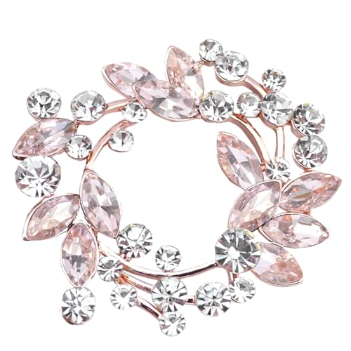 Gyn&Joy Clear Crystal Rhinestone Floral Wreath Pin Brooch BZ