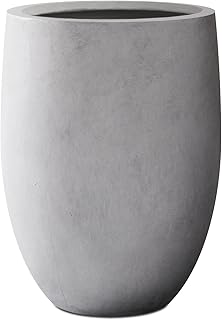 Round Concrete/Fiberglass Indoor & Outdoor Lightweight Decorative Plant ...