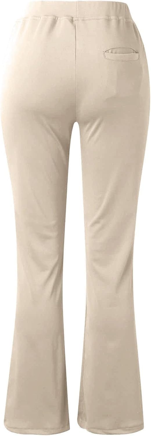 Womens Bootcut Dress Pants High Waist Stretchy Button Business Work Casual Trousers with Pockets Office Slacks