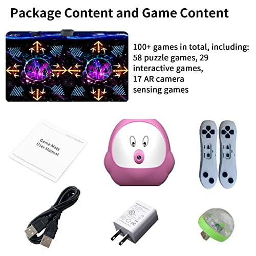 Yrprsodf Dance Mat For Kids And Adults, Musical Electronic Dance Step Pad With 100+ Games, 200+Songs, Hd Camera, 2 Motion Sensor Controllers, Mtv & Cartoon Modes, Toy Gift For Girls& Boys, Pink #TOP6