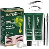 Lash & Brow Color Kit with Olive Oil – Safe, Long-Lasting Coloring for Natural Fuller Brows & Lashes, Gentle on Skin, Easy DIY Salon-Quality Results at Home (Black)