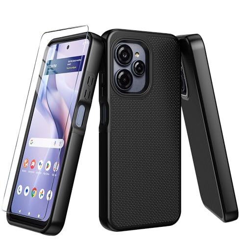 Mocotto for BLU View Speed Ultra 5G Case with Tempered Glass Screen Protector Dual Layer Heavy Duty Shockproof Protection (Black)