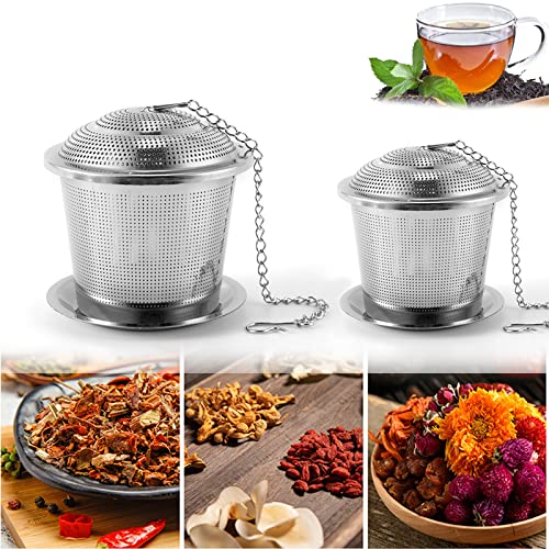 Fhuadz Infuseur Thé Inox, 2 Pcs Filtre à Thé Trou Fin, Boule de Passoire à Thé, Filtre à Thé Inox pour le Thé en Vrac, les éPices et Les Condiments(Argent, 2 Tailles) Cover