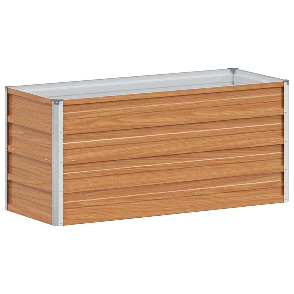 IKAYAA Jardinera Alto de Acero Inoxidable, Macetero Grande Exterior, Maceta Alta Exterior y Terraza, Maceta Grande, Jardinera Alta Marrón Claro 100 x 40 x 45 cm