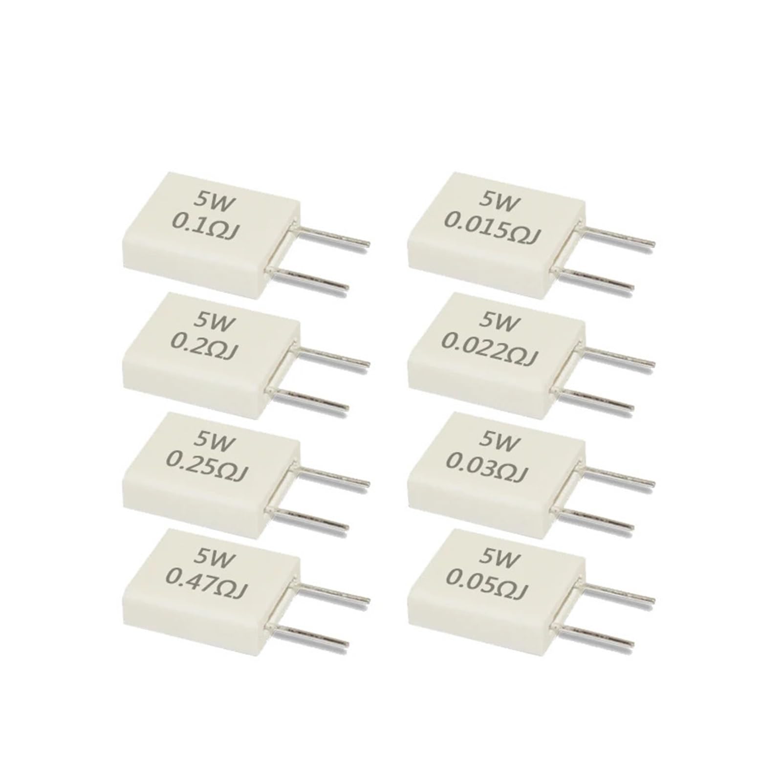 5pcs Non-inductive Ceramic Cement Resistor 5W 0.01 0.015 0.022 0.02 0.025 0.03 0.047 0.05 Ohm 0.01R 0.015R 0.022R 0.02R 0.025R(5W 0.22R 5pcs)