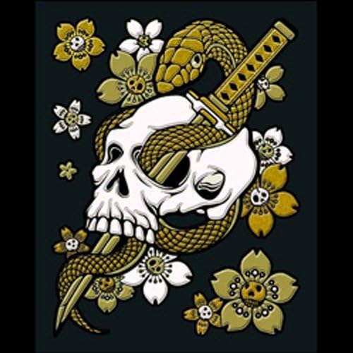 Soul Of Japan Sticker/Decal for Accessories or Decoration-Snake & Skull-Gold!!