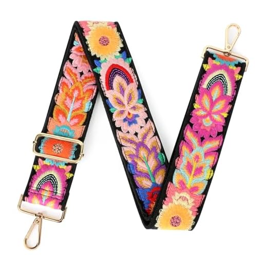 CHUQING Tracolla larga regolabile per borsa cinghie nere per borsa multicolore in tela rimovibile da donna