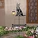 BAYN Solar German Shepherd Silhouette Dog Breed Welcome Sign with a Lantern Outdoor Decorative Garden Stakes for Yard, Lawn, Patio, Pathway