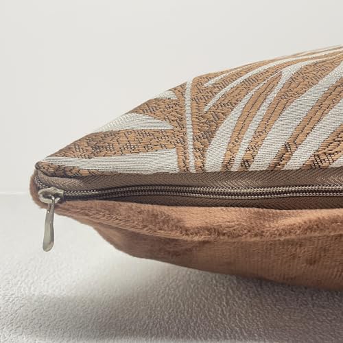 Tennove Cushion Covers 40x40cm Cotton Linen & Velvet Soft Throw Pillow Covers Set of 2 Decorative Tropic Leaf Pattern Square Cushion Cases Pillowcases for Couch Sofa Home Décor - Image 4