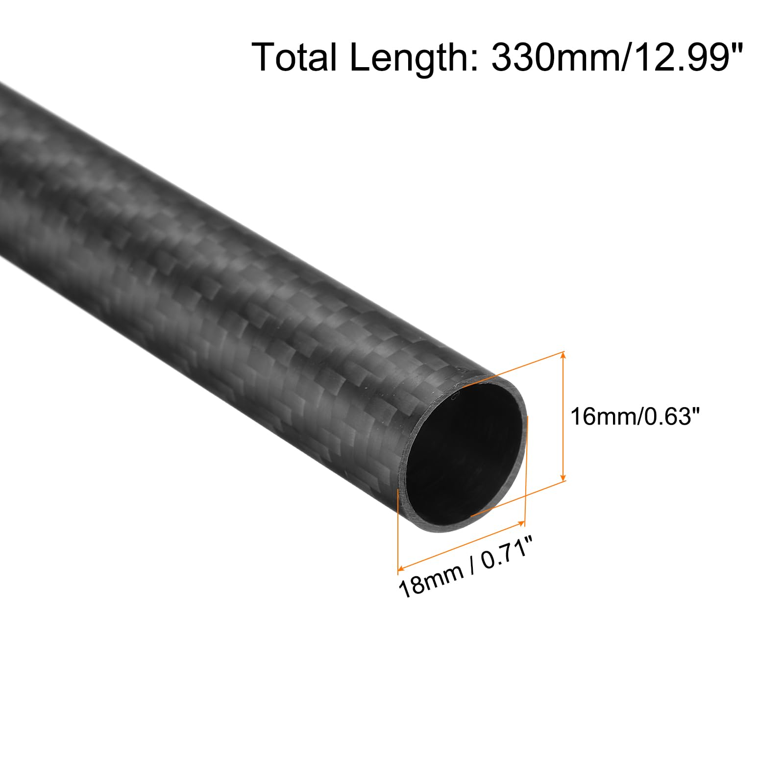 QUARKZMAN 4pz Tubi in Fibre di Carbonio 16 x 18 x 330mm Superficie Opaca Asta in Carbonio Avvolta a Rulli Tubi Tondi in Carbonio per Aeroplani RC Quadricotteri Multicotteri
