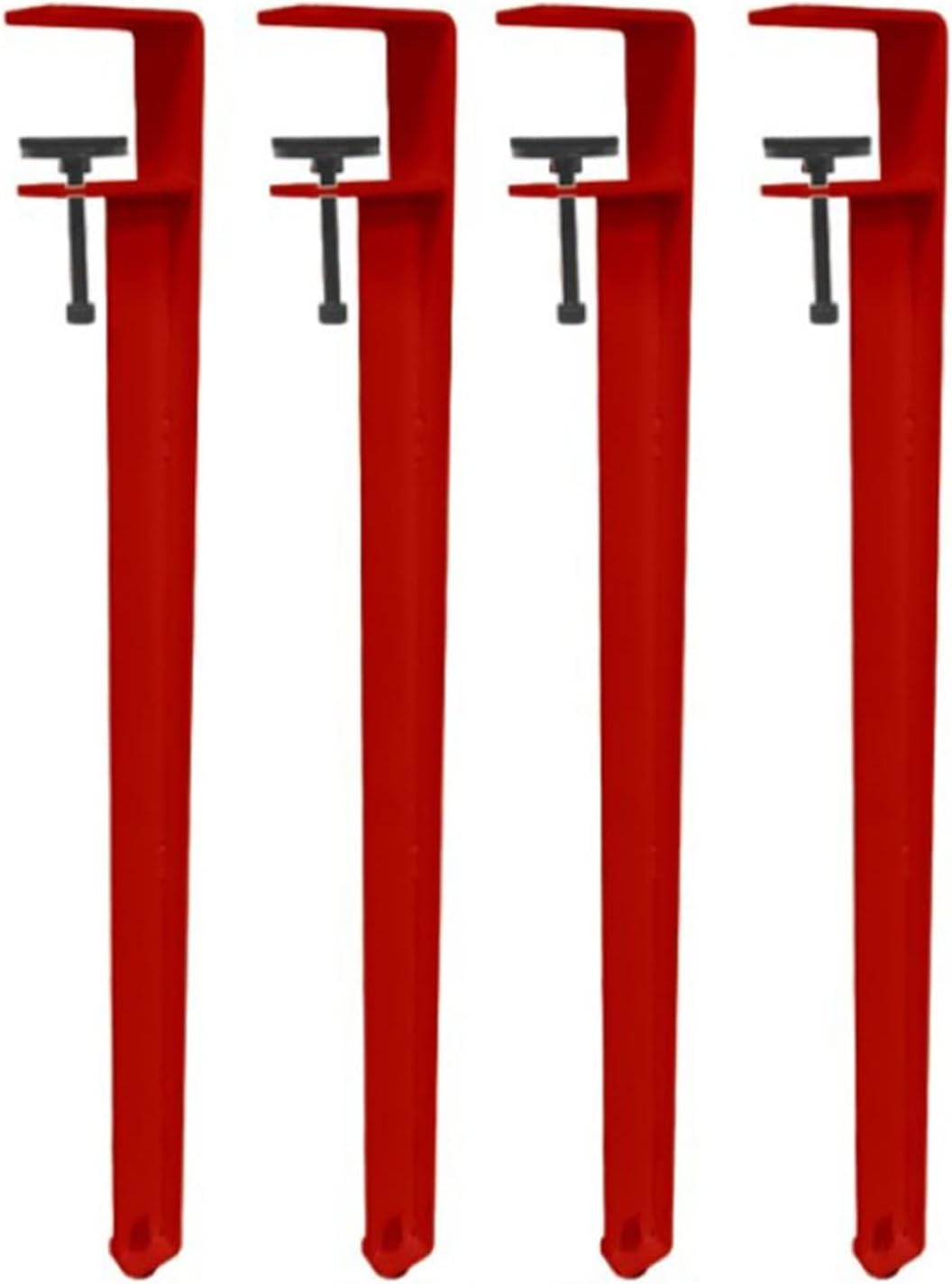 Adjustable Metal Table Legs - 4pcs F-shape Iron Clamp Feet For Coffee/dining Tables, No-punch Diy Bar Support With Adjustable Height Red 40cm(16in)