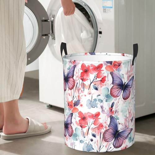 Panier à linge pliable pour dortoir et chambre au style aquarelle