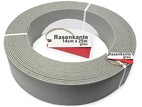 Rakaflex Stabile Rasenkante Beetumrandung Beeteinfassung Mähkante Profilkante (ca. 14 cm hoch x 25 m lang, grau)