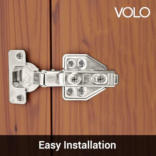 Image of VOLO Cabinet Hinges, Set of 1 (2 Pieces) for Furniture, Wardrobes, Doors, and Storage Units | (2D Soft Close (Mild Steel), 8 Crank | Half Overlay)