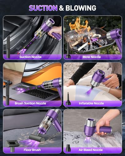 Image of EYYA Handheld Car Vacuum Cleaner Cordless, 15000PA High Power Vacuum & Air Duster, 4-in-1 Portable Mini Vacuum with LED Light, Hand Held Vacuum Cleaner for Car Home Office