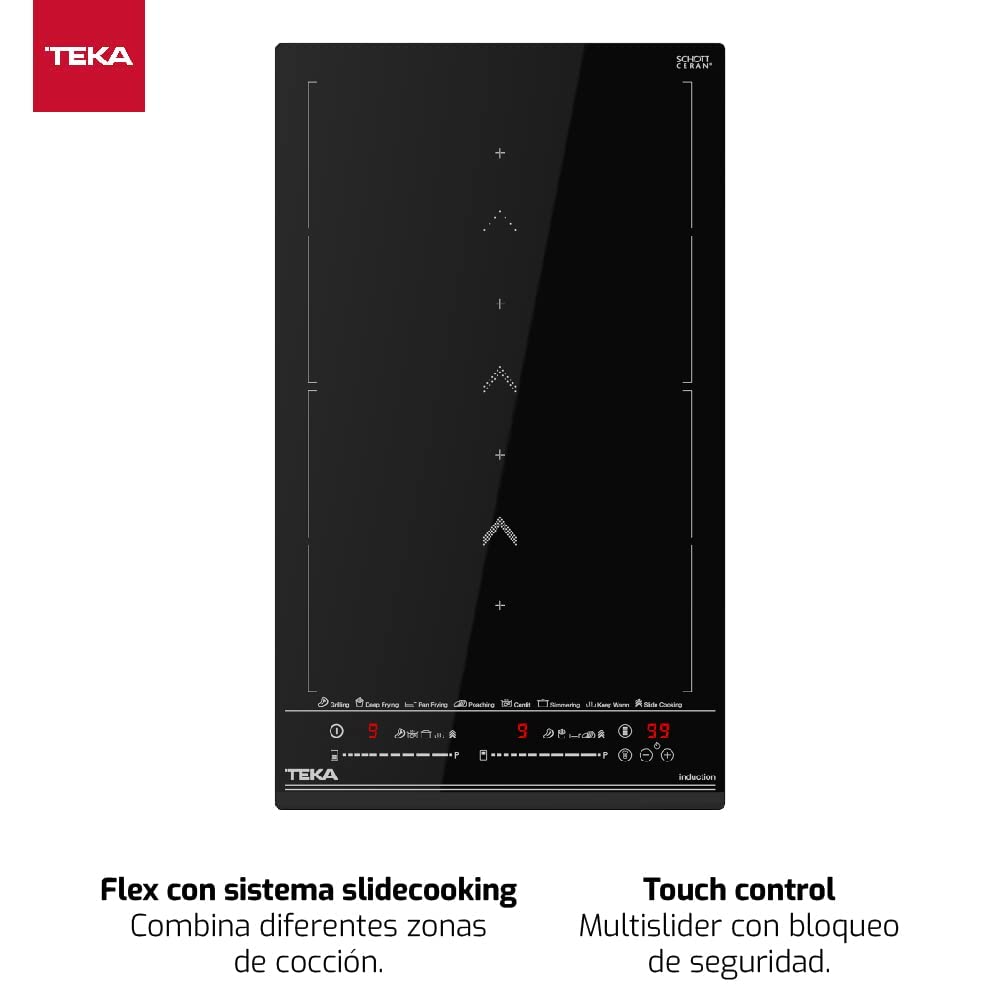 TEKA Placa de Inducción 30 cm, 4 Zonas, Touch Control Multislider, Función Flex y Slide Cooking, Power Plus, Seguridad Avanzada, Modelo IZS 34700 MST