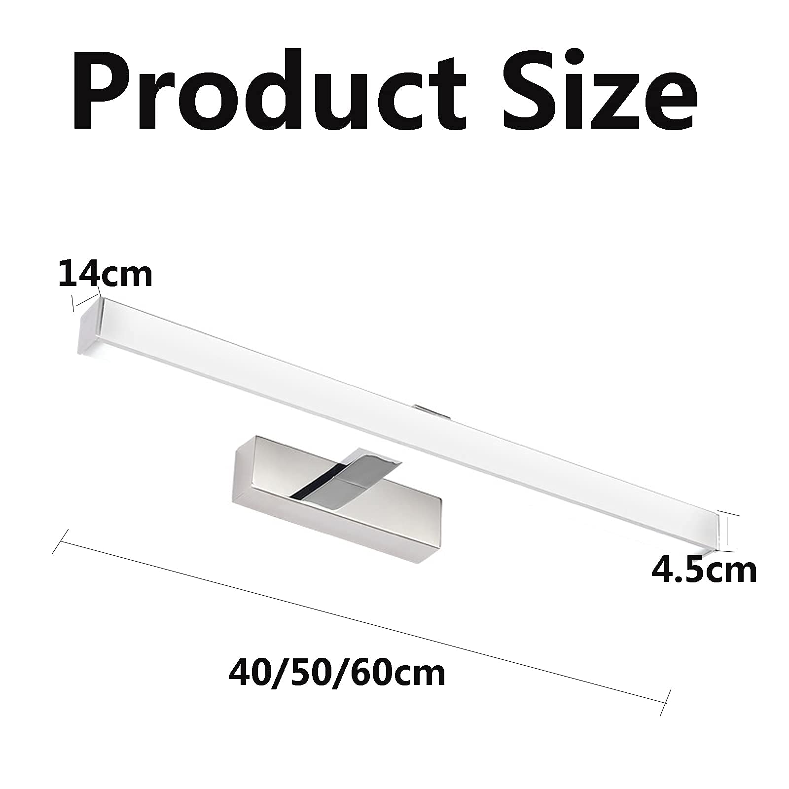Luz Led Espejo Baño Creatividad Luz de Pared de Aluminio Impermeable Anti Niebla Maquillaje Luz Espejo Lámpara de Gabinete/40Cm9W