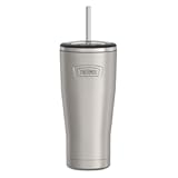 THERMOS ICON SERIES&comma; Stainless Steel Cold Tumbler with Lid and Straw - 24 Ounce&comma; Matte Stainless Steel - Vacuum Insulated Tumbler