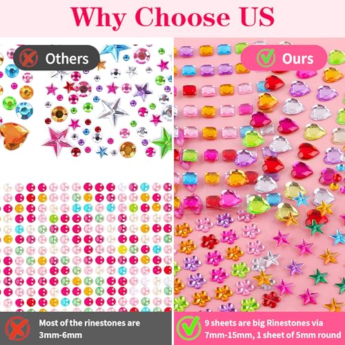 Hoiny GEM STICKERS Crafts For Kids, Self Adhesive Jewel Stickers thumb #2