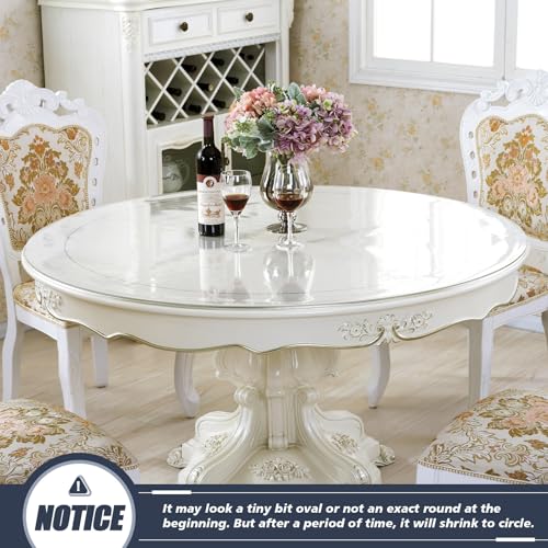 Image of LovePads Round Clear Table Protector, 1.5mm Thick 36 Inch Plastic Table Cover, Waterproof Vinyl Tablecloth Round Protective Tabletop Pad for Kitchen Countertop Coffee Desk, Heavy Duty & Easy to Clean