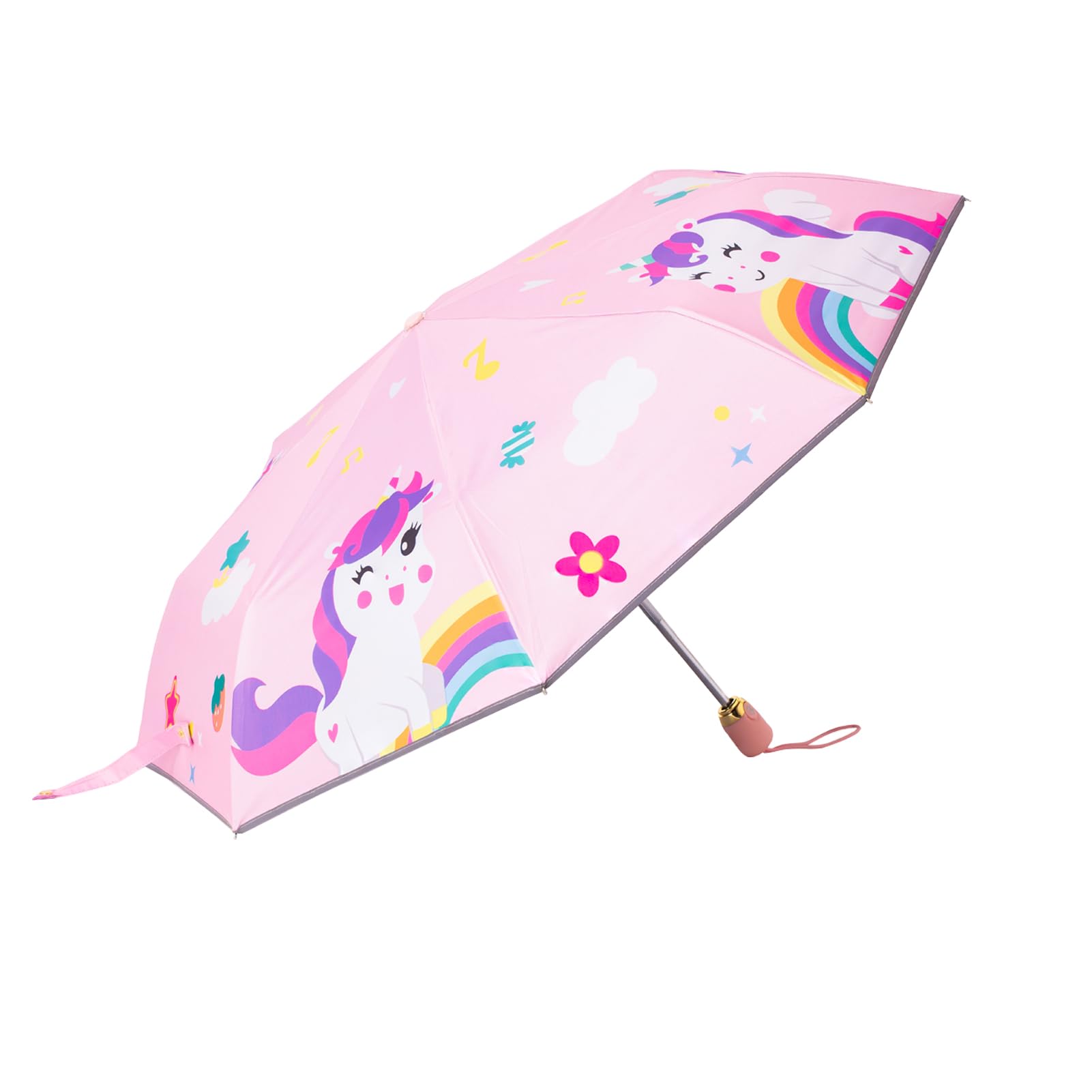 Paraguas plegable automático para niños, cierre abierto, caricatura, resistente a los rayos UV, diseño antirrebote, paraguas compacto al viento y resistente al agua para niños y niñas #2