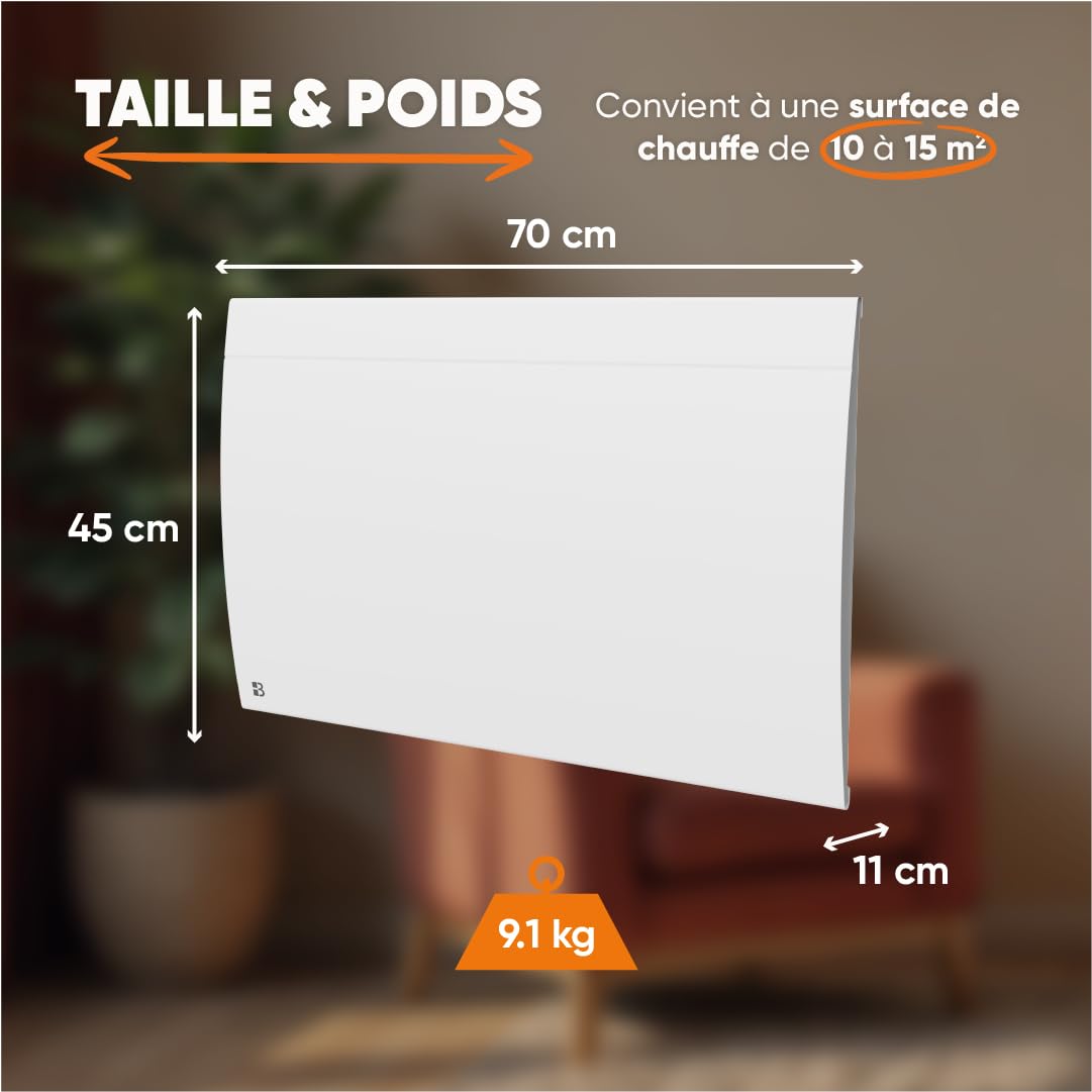 BESTHERM - Radiateur électrique fixe connecté WIFI à inertie sèche céramique 1500W Bestherm ILLO CONNECT horizontal blanc