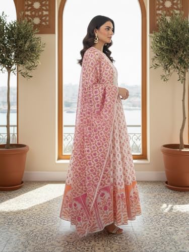 Image of Leriya Fashion Kurta Sets for Woman | Kurti Set for Woman | Anarkali Suit for Women | White Kurta Set for Women with Dupatta | Traditional Anarkali Salwar Suit for Party Outfits Kurtis