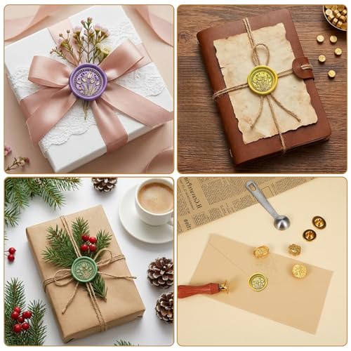 10 Stück Siegelstempel - Wachssiegel - Wachsstempel Set, Hochwertige Zinklegierung & Holzgriff, Ideal für Einladungen, Briefe, Geschenke