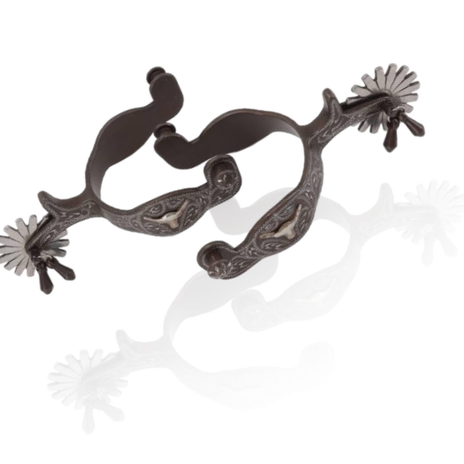 Espuela, Espuelas, Espuelas De Caballo 1 Par, Correas De Espuela, Espuelas Para Botas De Vaquero, Espuela De Estilo Occidental De Acero Al Carbono Antiguo Con Decoración Tallada A Mano Espuelas Marron