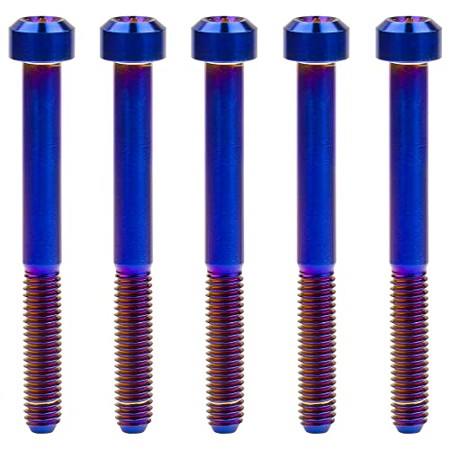 Image of Titanium Torx Square Head M6 x 10 15 20 25 30 35 40 45 50 60 65 70 80mm Screw Pack of 5 (Burn Blue, M6x60mm)