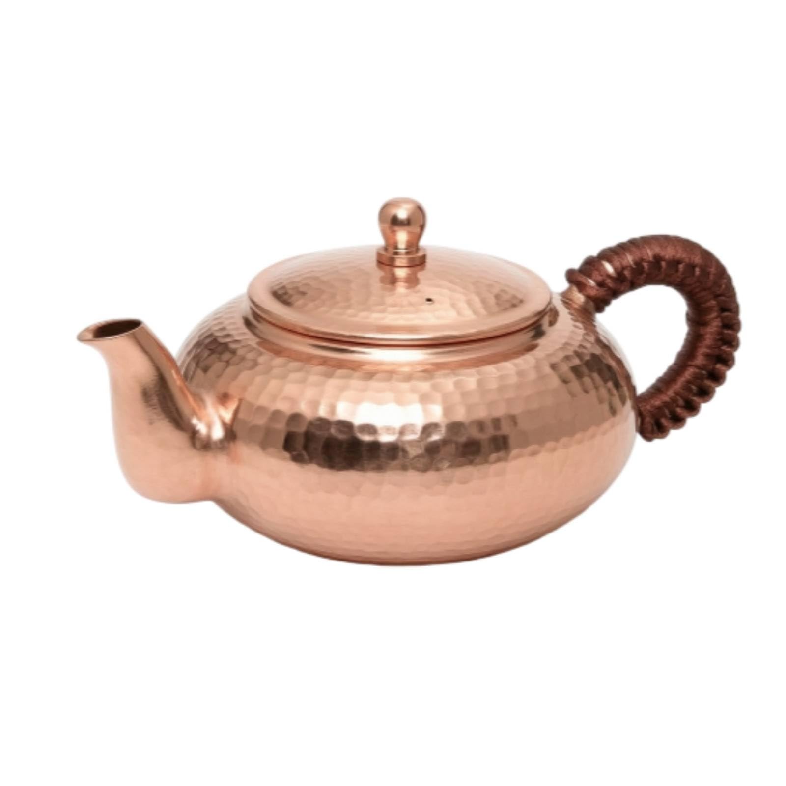 Tetera de Cobre Martillada Tetera Hervidor Jarra Taza Diseño Clásico con Bajo y Tapa Segura para Servir con Estilo Adecuada para del Té Hogar Oficina, Cobre Color Original, 300ml