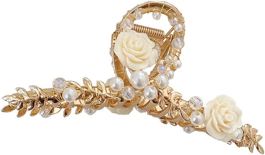 ローズ レトロ ヘアピン レディース バック ヘッド グラバー ラージ ディスク ヘア ヘッドドレス (Color : A, Siz