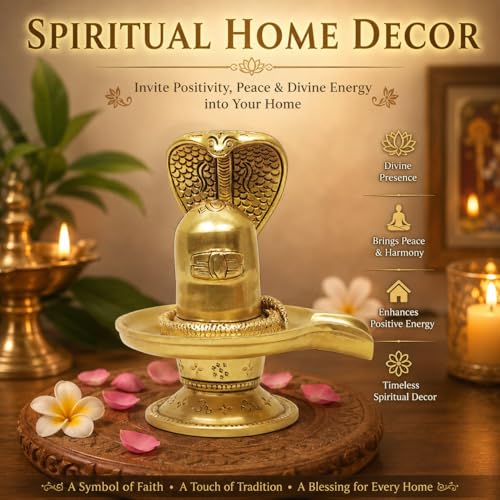 Image of SHANTI Brass Shivling for Home Puja, Shiva Lingam for Temple, Office Desk, Gift & Decor (SL3408)