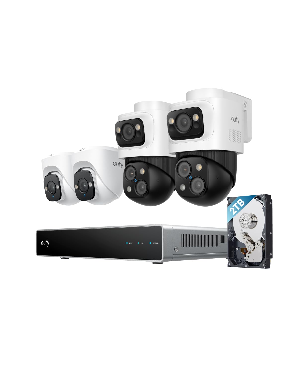 Eufy Security Poe Nvr Cctv Camera Systems S4, 2 Bullet-Ptz Cameras And 2 Turret Cameras With 2Tb Hard Drive, 360 Ptz, Smart Video Finder, Cross-Cam 194644240172