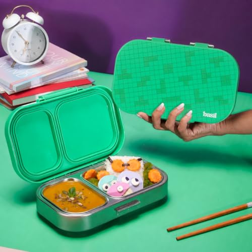 Image of Basil Bento Ace 2C Steel Lunch Box - Retro Stack