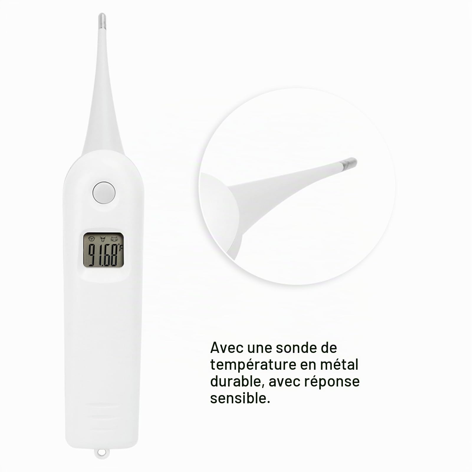 Thermomètre vétérinaire numérique Thermomètre Anus, Thermomètre Vétérinaire Numérique Rapide, Testeur de Température pour Bétail pour porcs bovins chiens de berger, cheval (sans batterie)