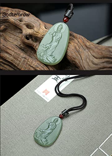 Quan Yin Buddha Necklace Green Jade Guan Yin Goddess Pendant Lucky Chain Amulet Feng Shui Jewelry Gift for Women Men4
