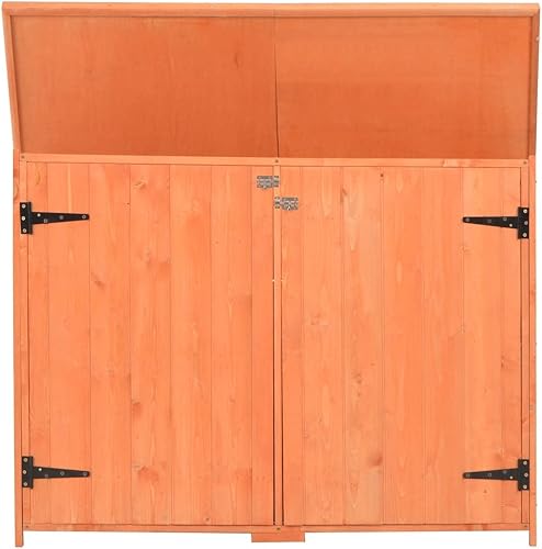 Miniatura 3 de Armario de almacenamiento al aire libre con puertas dobles y estantes, cobertizo de almacenamiento con tapa abierta, cobertizo de almacenamiento