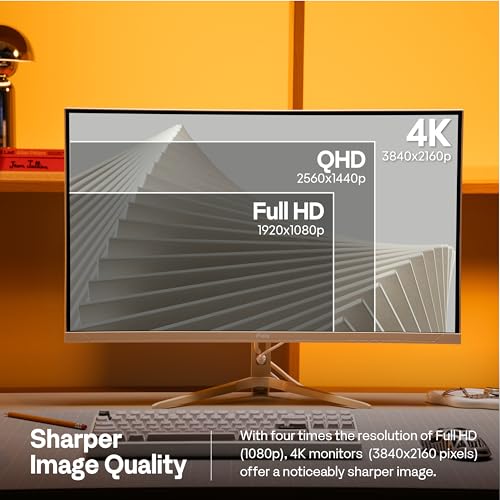 Image of Pixio PX27U Wave Beige 27 inch 160Hz 4K 3840x2160p Fast IPS Panel 1ms GTG Adaptive Sync Gaming Monitor with Beige HDMI 2.1 Cable Certified Ultra High Speed 6FT 8K 60Hz 4K 120Hz Nylon Braided