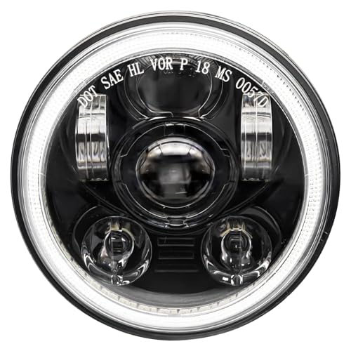 ToKnoMe 5-3/4 5.75 inch LED Headlight Halo DRL Compatible with Harley Davidson Dyna Sportster Iron 883 1200 Low Rider XLH883 Super Glide Softail Custom XLH1200 Forty-Eight SuperLow(Black)