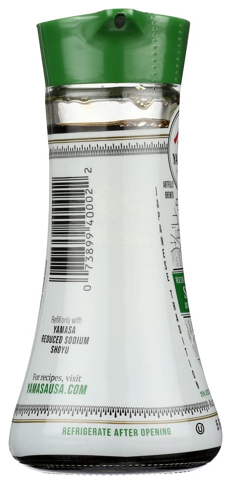 Miniatura 4 de Yamasa, Salsa de soja artesanal Shoyu reducida en sodio, sin OMG, botella de vidrio con dispensador, 5 onzas líquidas
