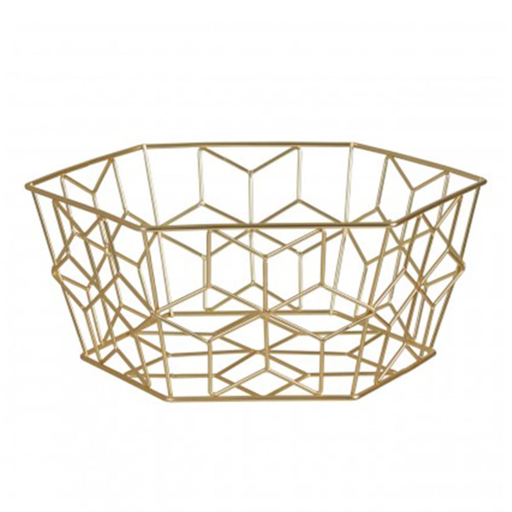 Premier Housewares Fruit Basket - Matte Gold Finish - Metal Wire - Gold
