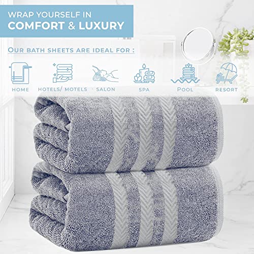 S B 2 X Super Jumbo Bath Sheets (100 x 200 cm) Premium 100% Egyptian Cotton Extra Large Bath Sheet Towel Set Highly Absorbent & Quick Dry Hotel Quality Towels (Silver) - Image 6