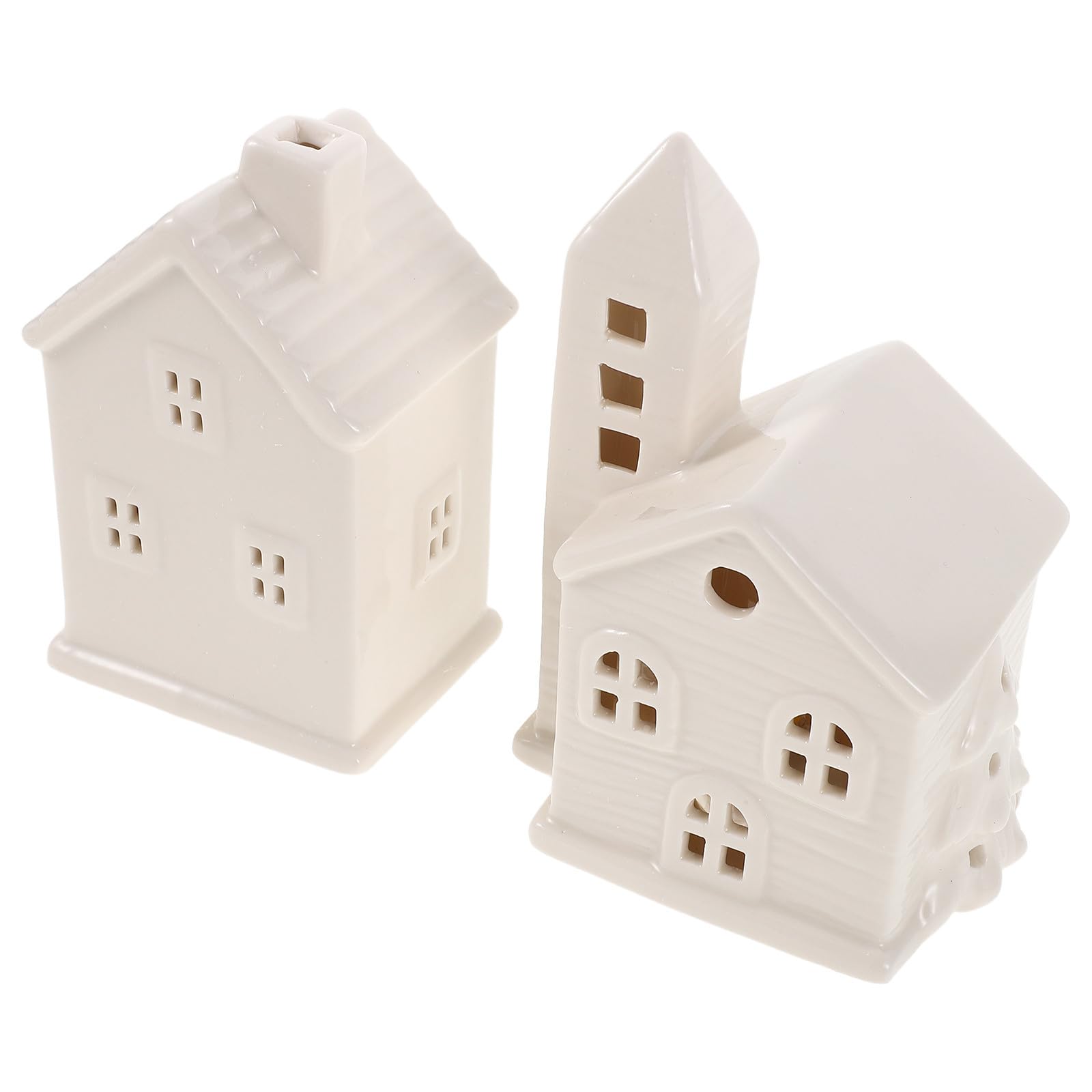 Toyvian 2 Piezas Casa Navideña de Cerámica LED de Color Claro, Adorno de