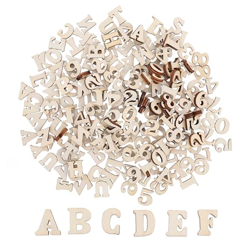 ARTIBETTER DIY Wooden Letters Numbers Set 200pcs Rustic Decor Large Letters for Wall Arts Crafts Early Learning