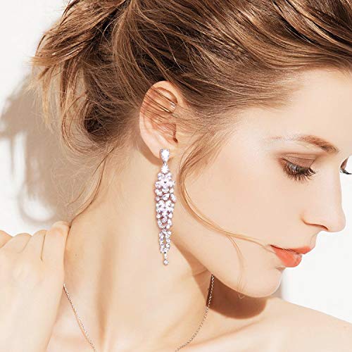 Roslynd Clip On Earrings For Women/Girls/Brides, Gifts For Mothers Day, Teardrop Cubic Zirconia Clip Earrings & 14K White-Gold-Plated Cz Earrings For Women #TOP2