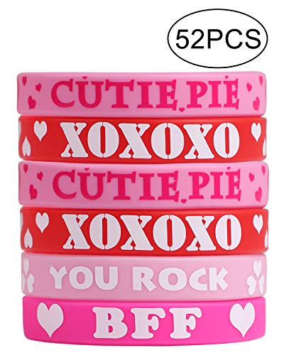 Buy Bargain Moon Boat 52PCS Valentineâs Day Heart Rubber Wristband Bracelets - Party Favors Kids S...