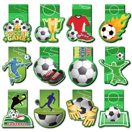 12 Stück Magnetische Lesezeichen Kinder Fussball Geschenke Kindergeburtstag Gastgeschenke Magnetlesezeichen Fußballfans Abschiedsgeschenk Kinder Schultüte Füllung für Junge Mädchen