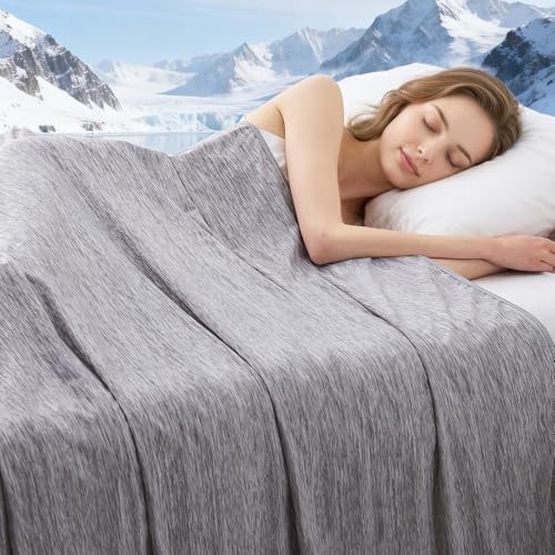 Image of Cooling Blanket Throw Size, Cooling Blankets for Hot Sleepers, Absorbs Heat to Keep Body Cool for Summer Nights Sweats, Cold Blanket for Bed Couch Sofa, Ice Blanket 50x70 Inches, Dark gray
